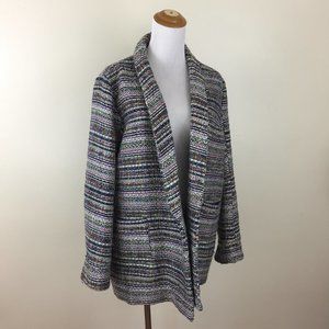 HARLYN Anthropologie Multi-Color Oversized Slouchy Tweed Open Front Jacket